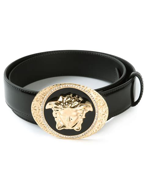 versace collection men's grained leather medusa logo buckle belt|Versace Medusa belt sale.